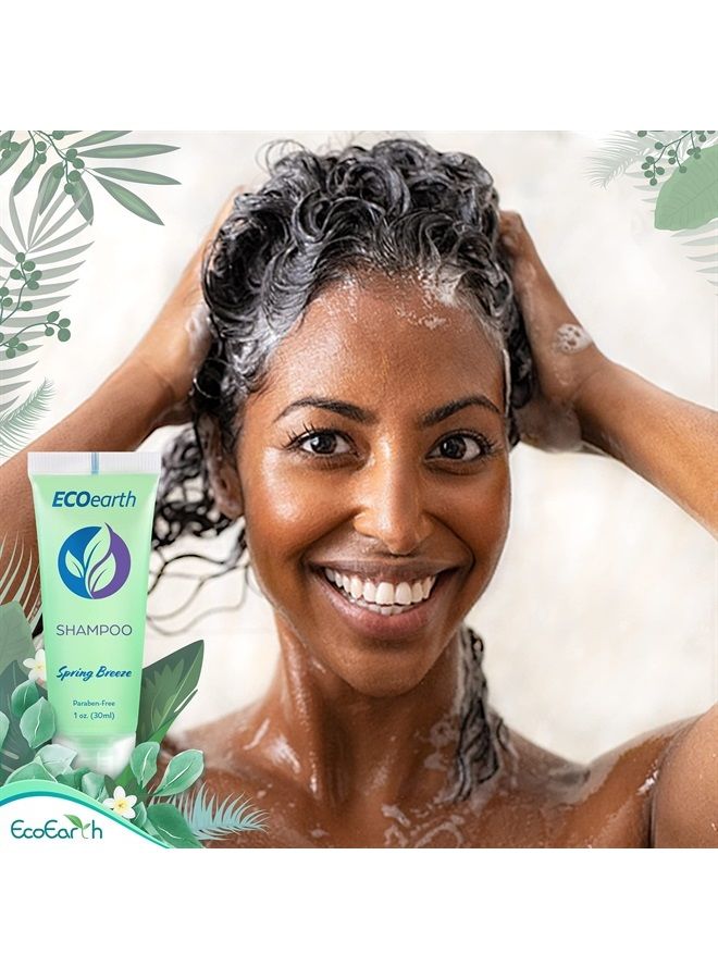 EcoEarth Hotel Toiletries Bundle (Spring Breeze, 1 oz each, 100 Pieces) 4-Piece Set: 25 Round Bar Soap, 25 Shampoo, 25 Conditioner & 25 Body Lotion - Bulk Mini Guest Amenities - Image 2