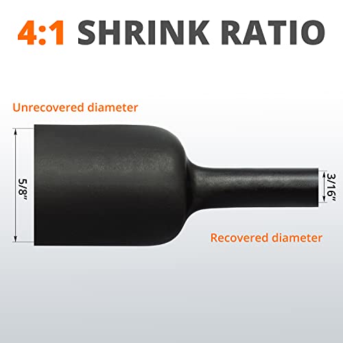 Wirefy 5/8" Heat Shrink Tubing - 4:1 Ratio - Adhesive Lined - a resistant Heat Shrink - 50 Feet Roll - Black - Image 2