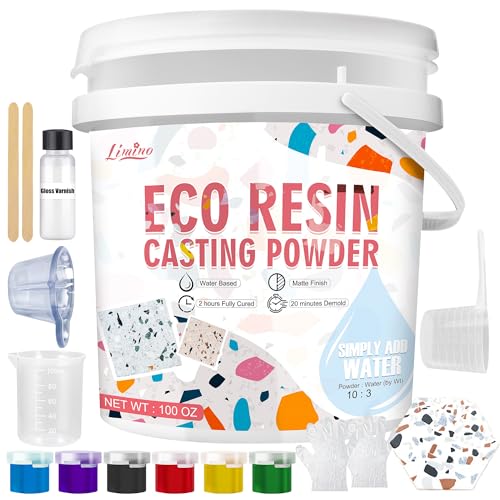 Limino Eco Resin Casting Powder - 2800g Ceramic Resin Powders Kit with 6pcs Pigments, Fast Curing, Easy to Demold, Water Mixed Activated - Toxic-Free, Odorless - Plaster Casting Kit for DIY Home Art Crafts - Image 1