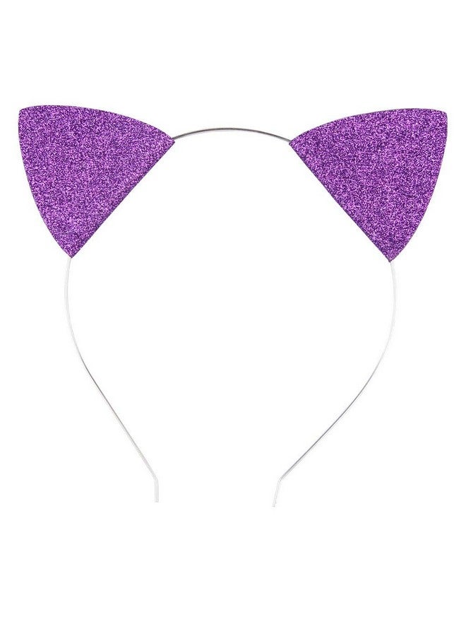 لوف فيري عصابة رأس لامعة للأطفال والرضع على شكل آذان قطة صغيرة، عصابات شعر للأطفال (أرجواني داكن وفضي)