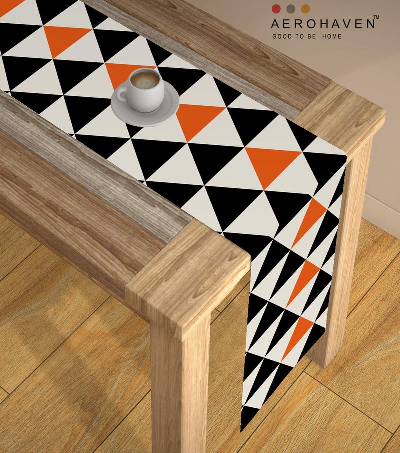 AEROHAVEN Abstract Multicolour HD Digital Premium Modern 4 Seater Table Runner Cloth - TR-08 - (Orange, 13 x 60 Inch,Polyester,Rectangular,Pack of 1) - Image 2