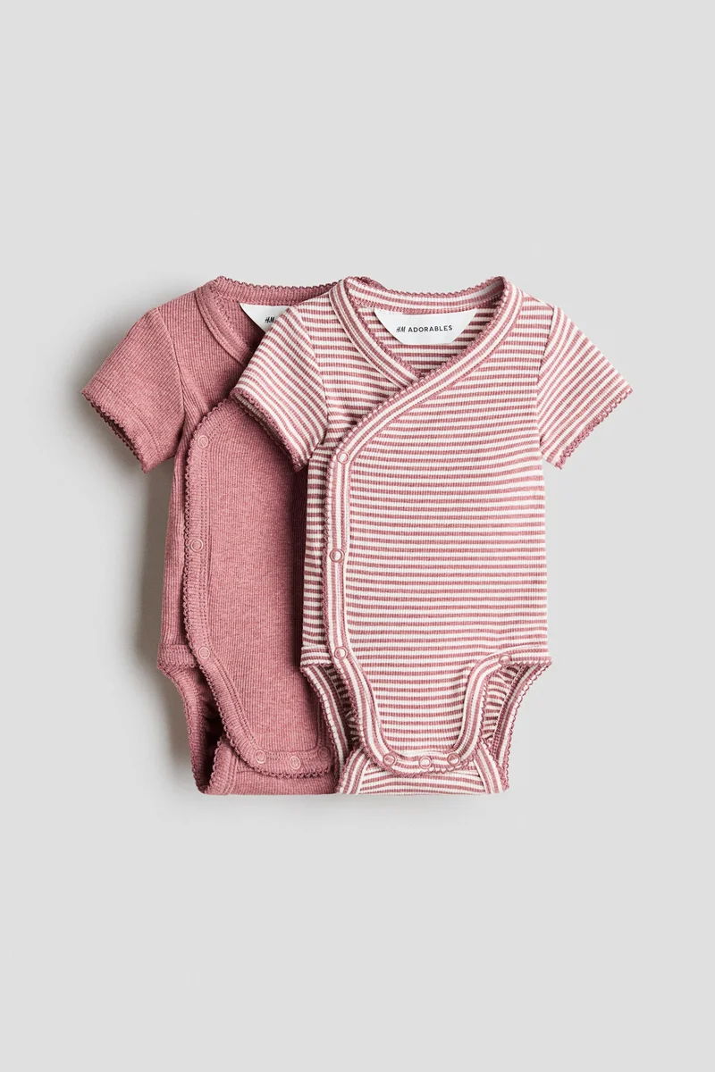 H&M 2-pack ribbed wrapover bodysuits