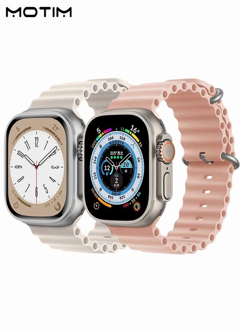 2 Pcs Silicone Apple Watch Loop Band Ocean Band 41mm/40mm/38mm, Soft Adjustable Band Replacement Strap, Sport Strap for Apple Watch Ultra/ SE/Series 10/9/8/7/6/5/4/3/2/1