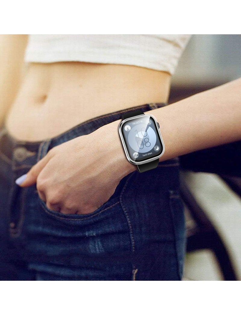 Case Compatible with Huawei Watch Fit 3, Full Coverage Slim Hard Case Protective Bumper Built-in Tempered Glass Screen Protector Shell for Clear... - Image 2