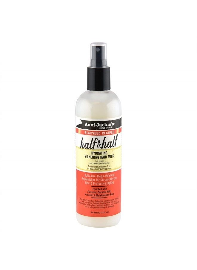 Aunt Jackie's - Flaxseed Recipes Half and Half Daily Hydrating Silkening Hair Milk, Moisture Replenisher for Dry Hair and Protective Styling, 12 oz - Image 1
