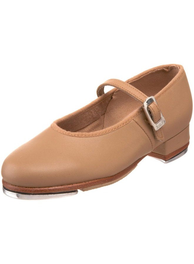 Dance Girl's Tap On Leather Tap Shoe, Tan, 13 Narrow Little Kid