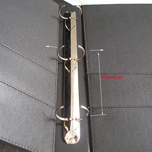KINGFOM A4 Faux Leather Padfolio Ring Binder Business File Folder Document Holder with Card Holder (3 Ring Binder Black) - Image 4