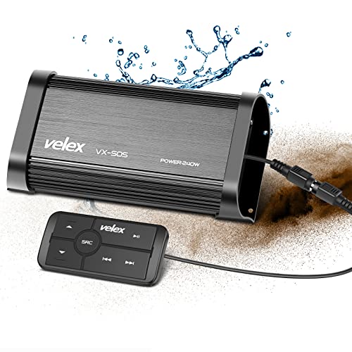 VELEX Marine Bluetooth Amplifier Waterproof Class D Amp UTV Amp 4 Channel with Controller for Boat Golf Motorcycle Hidden Installation - Image 1