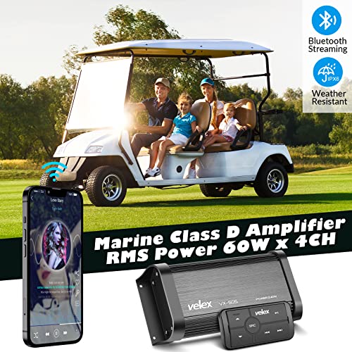 VELEX Marine Bluetooth Amplifier Waterproof Class D Amp UTV Amp 4 Channel with Controller for Boat Golf Motorcycle Hidden Installation - Image 2