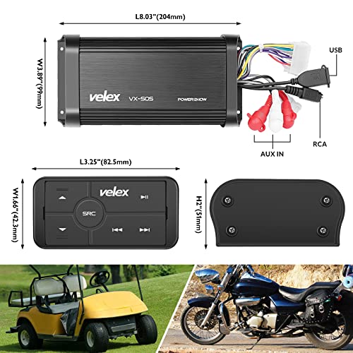 VELEX Marine Bluetooth Amplifier Waterproof Class D Amp UTV Amp 4 Channel with Controller for Boat Golf Motorcycle Hidden Installation - Image 4