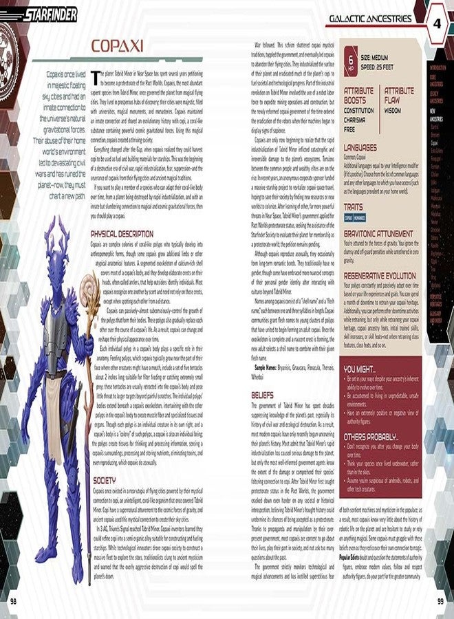 بايزو كتاب Paizo Starfinder Galactic Ancestrys ذو الغلاف المقوى - 21 سلالة فضائية جديدة قابلة للعب في لعبة تقمص الأدوار Starfinder Second Edition، متوافق مع Pathfinder 2E - Image 2