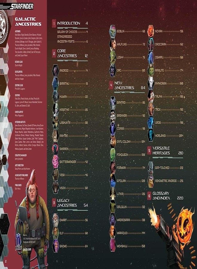 بايزو كتاب Paizo Starfinder Galactic Ancestrys ذو الغلاف المقوى - 21 سلالة فضائية جديدة قابلة للعب في لعبة تقمص الأدوار Starfinder Second Edition، متوافق مع Pathfinder 2E - Image 4