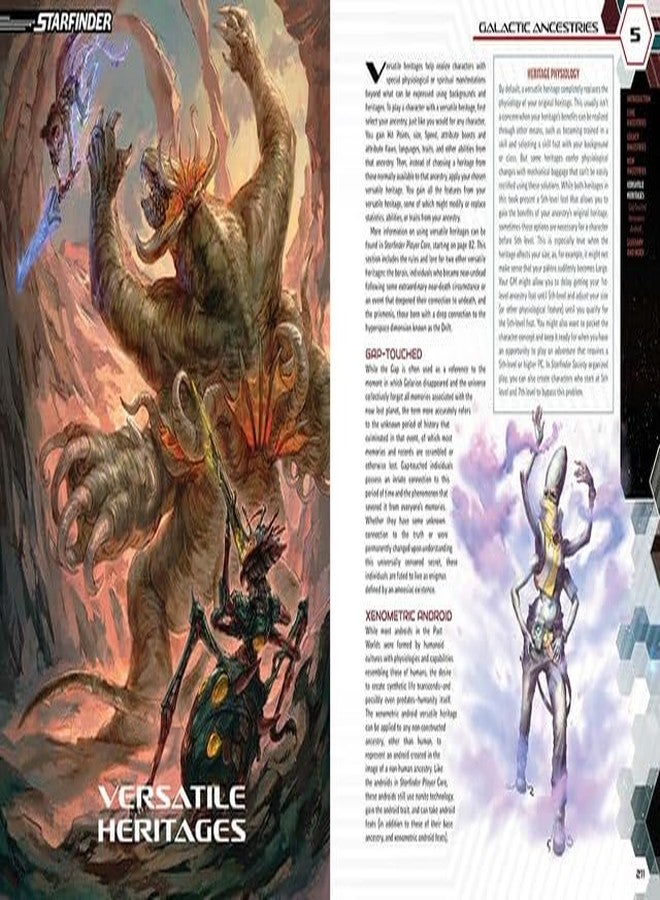 بايزو كتاب Paizo Starfinder Galactic Ancestrys ذو الغلاف المقوى - 21 سلالة فضائية جديدة قابلة للعب في لعبة تقمص الأدوار Starfinder Second Edition، متوافق مع Pathfinder 2E - Image 3