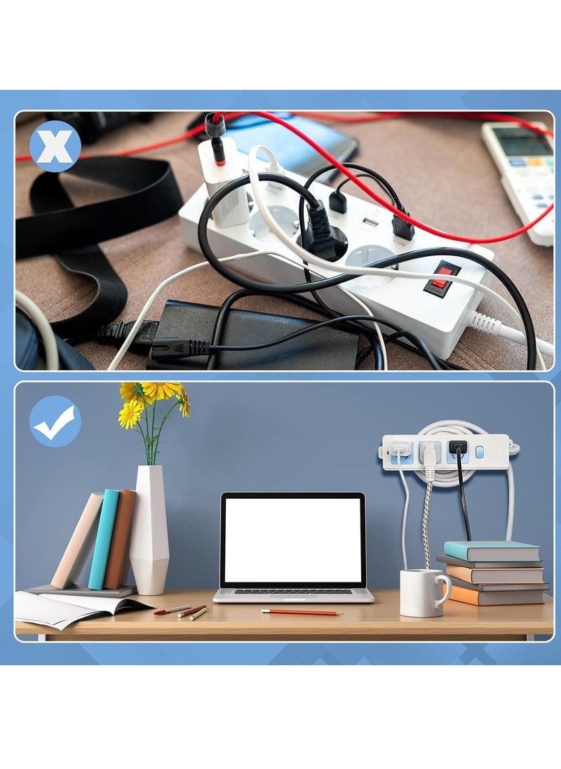 KASTWAVE - Self Adhesive Power Strip Holder Power Socket Mounts with Wire Wrap Function, Plastic Power Bar Holder Power Strip Fixer for Router Computer Kitchen Home Office Cable Management 5 Pack - Image 1