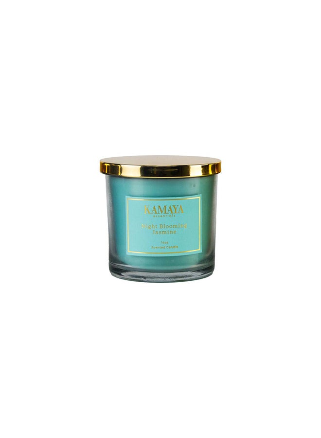KAMAYA Secented candle with 3 wicks | 400 gms with long lasting jasmine fragrance | Clear jar with gold lid - Image 1