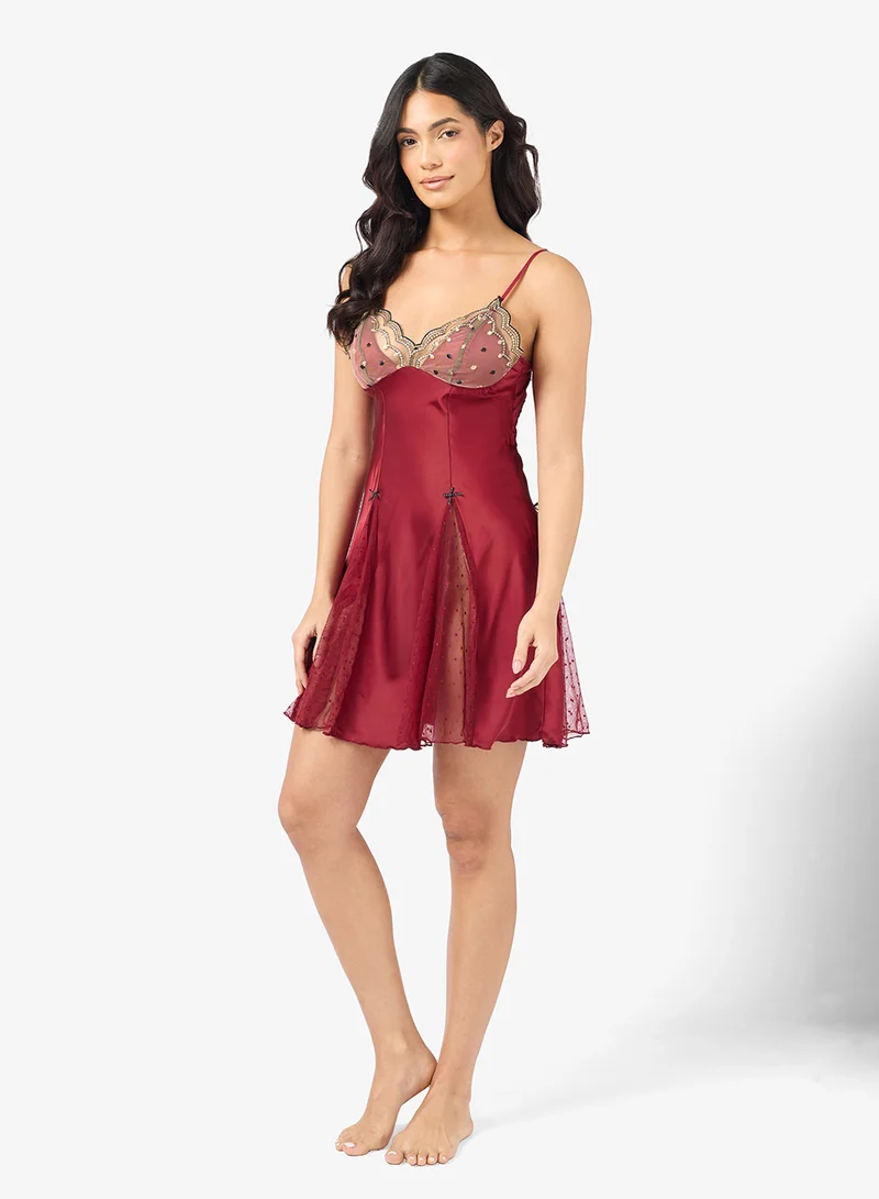 ELLA Strappy Nightdress With Sheer Hem