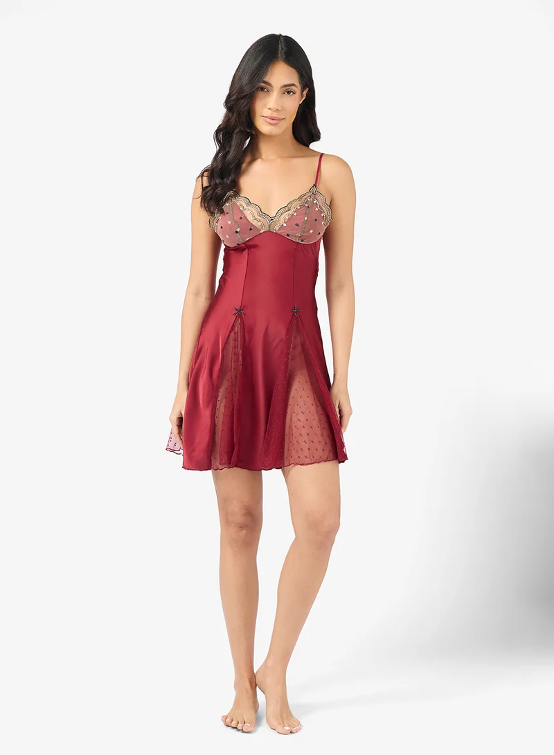 ELLA Strappy Nightdress With Sheer Hem