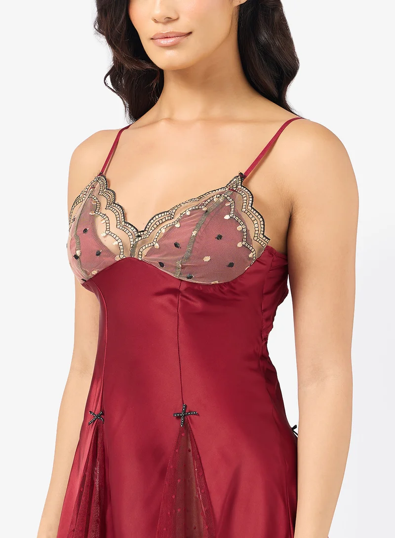 ELLA Strappy Nightdress With Sheer Hem