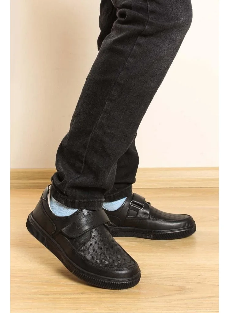 فاست ستيب Unisex Genuine Leather Taped Velcro Orthopedic Casual Children's School Shoes 770FA917BSK