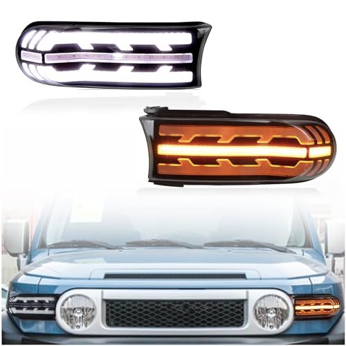 KEEGTBOX Switchback White/Amber Front LED DRL Headlight as Daytime Running light and Turn Signal Light 2 in 1 Compatible with Toyota FJ Cruiser 2007-2021 Accessories - Image 1
