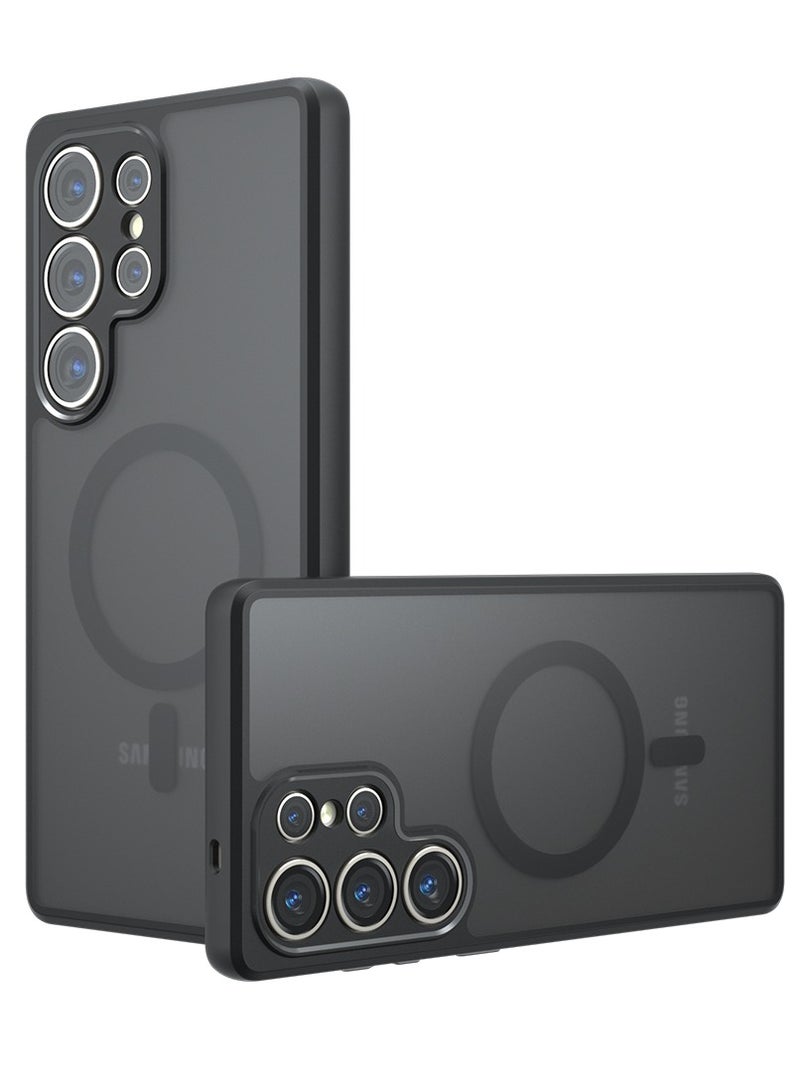 VKL Magnetic Case for Samsung Galaxy S25 Ultra 5G, Compatible with MagSafe, Translucent Frosted Back Shockproof Phone Cover (Black) - Image 1