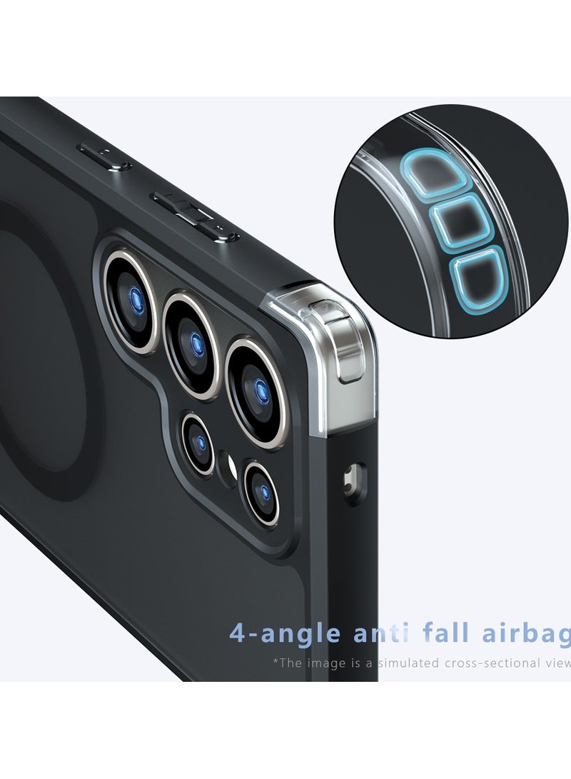 VKL Magnetic Case for Samsung Galaxy S25 Ultra 5G, Compatible with MagSafe, Translucent Frosted Back Shockproof Phone Cover (Black) - Image 5