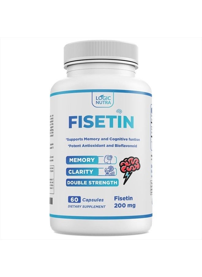 Logic Nutra Fisetin Double Strength - 200 mg - 60 Capsules (Natural Bioflavonoid Polyphenols Supplement Similar to Apigenin, Luteolin, and Quercetin) Anti-Aging Support Senolytic  - Image 1