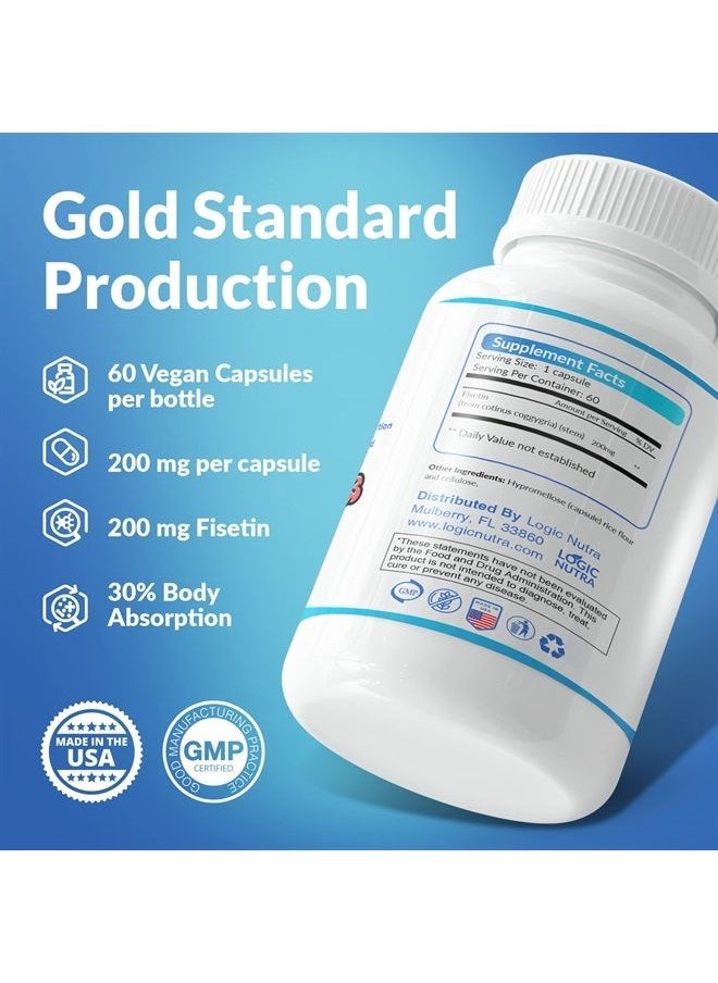 Logic Nutra Fisetin Double Strength - 200 mg - 60 Capsules (Natural Bioflavonoid Polyphenols Supplement Similar to Apigenin, Luteolin, and Quercetin) Anti-Aging Support Senolytic  - Image 4