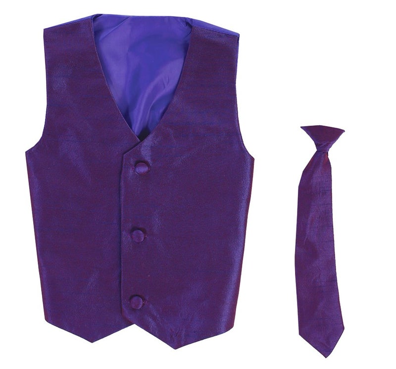 Lito Vest and Clip On Boy Necktie set - PURPLE - 12/14 - Image 3