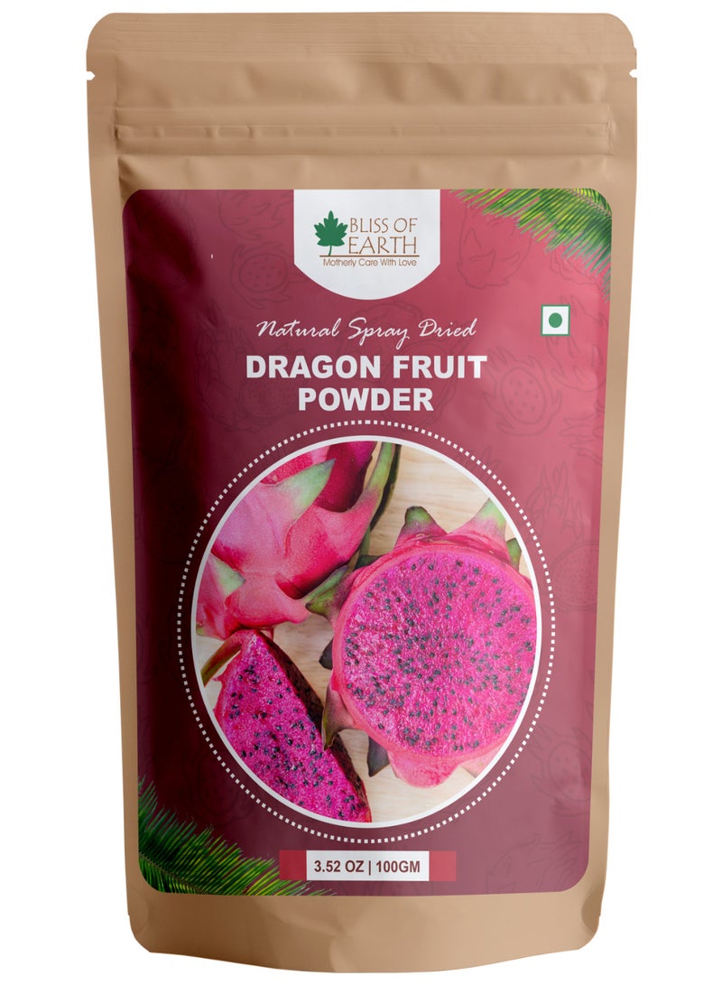 BLISS OF EARTH Dragon Fruit Powder Pink Pitaya Powder For Baking & Drinks Rich in Antioxidants Ideal for Smoothies Baking and Health Drinks 100gm - Image 1