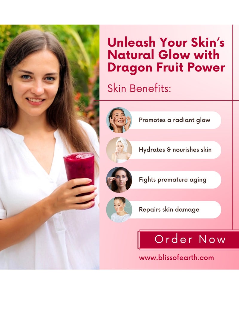 BLISS OF EARTH Dragon Fruit Powder Pink Pitaya Powder For Baking & Drinks Rich in Antioxidants Ideal for Smoothies Baking and Health Drinks 100gm - Image 3