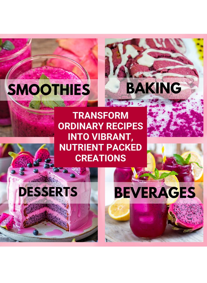 BLISS OF EARTH Dragon Fruit Powder Pink Pitaya Powder For Baking & Drinks Rich in Antioxidants Ideal for Smoothies Baking and Health Drinks 100gm - Image 4