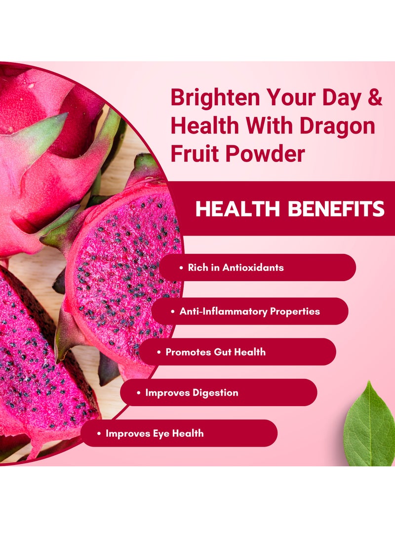 BLISS OF EARTH Dragon Fruit Powder Pink Pitaya Powder For Baking & Drinks Rich in Antioxidants Ideal for Smoothies Baking and Health Drinks 100gm - Image 5