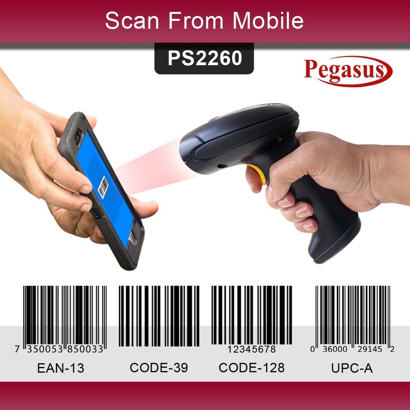 PEGASUS PS2260 1D Wireless Barcode Scanner USB Connectivity | Induction Scanning | Ideal for Retail Shop & Supermarket | 2 Year Warranty - Image 2