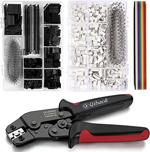 Qibaok Crimping Tool Kit Ratcheting Crimper with 1550PCS 2.54mm Dupont Connectors and 760pcs 2.54mm JST-XH Connectors for AWG 26-20(0.1-0.5mm²) - Image 1