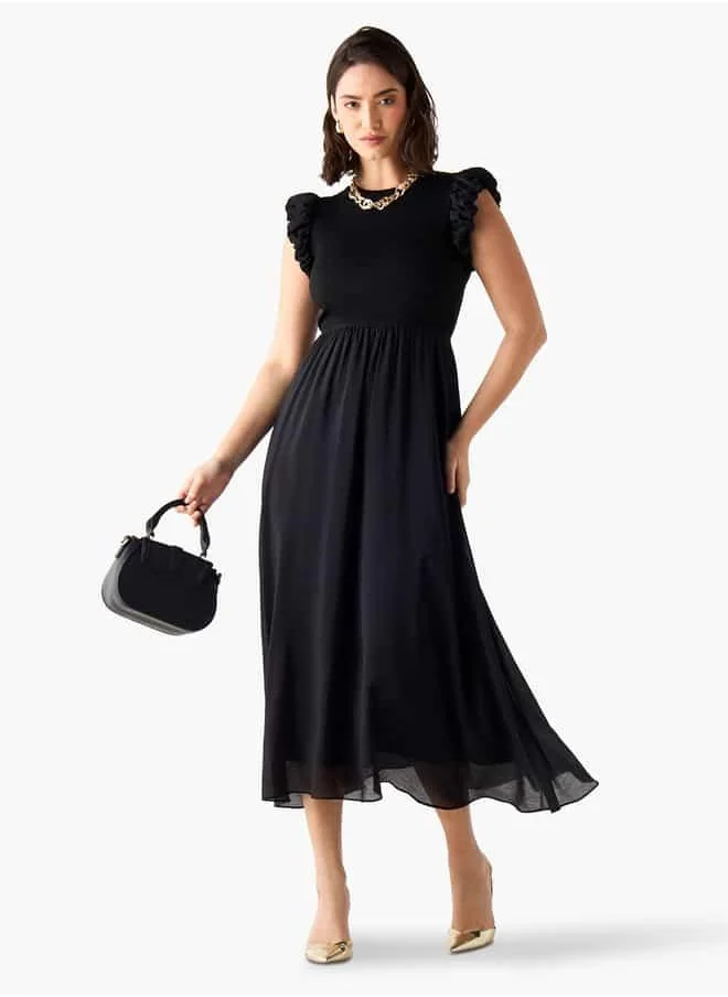 2Xtremz 2Xtremz Ruffle Detail Sleeveless Dress with Crew Neck