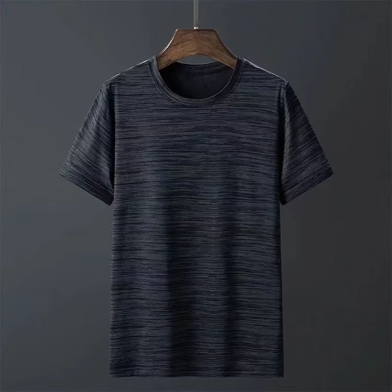(Ice Silk quick-drying fabric) quick-drying short-sleeved mens T-shirt breathable lightweight T-shirt mens top sports running clothes Dark gray