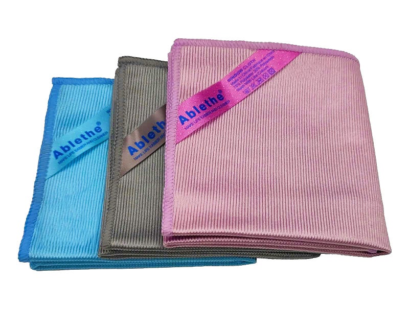 Ablethe Window Cleaning Cloth  Microfiber Cleaning Cloth Premium Polishing Rags Lint Free Streak Free Grey Purple and Blue