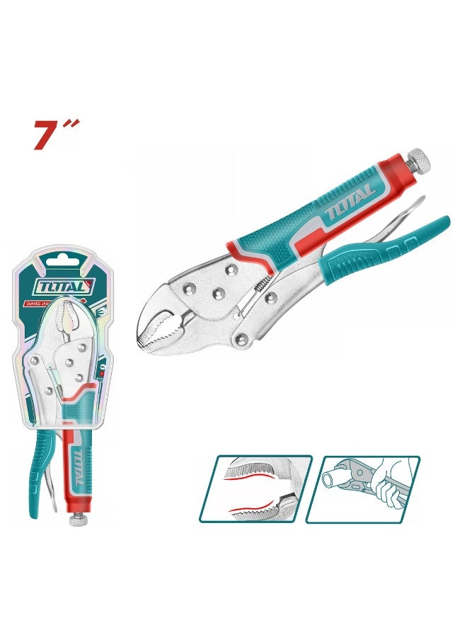 توتال كماشة قفل مقاس 7 بوصات بفكيين منحنيين وقاطعة أسلاك، مقبض متين، ذراع تحرير سريع، فكوك قابلة للتعديل، طلاء مقاوم للصدأ، للاستخدام في الأعمال اليدوية والسيارات والمنزل. - Image 2