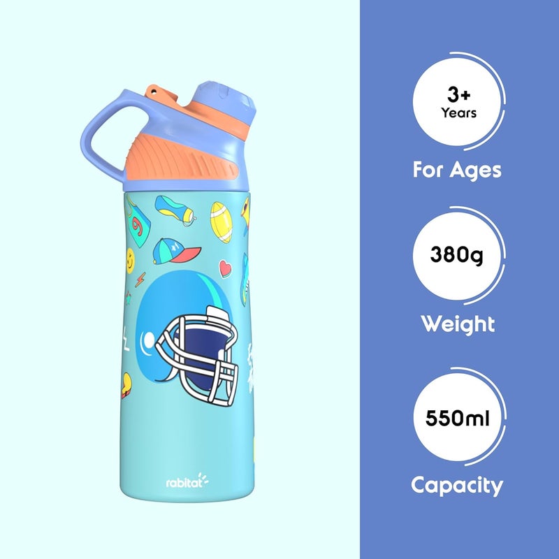 Rabitat ZYLO Vacuum Insulated Water Bottle Mad Eye 550ml | 2 Years Brand Warranty | Water Bottle for School Kids | Thermos Flask | Upto 24 hrs Hot and Cold Steel Water Bottle | ISI Certified - Image 2