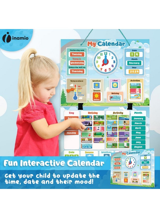 Inamio Magnetic Kids Calendar For Learning Classroom Preschool Magnet Calendar For Kids Days Of The Week Chart For Toddlers Today Monthly And Weather - Image 2