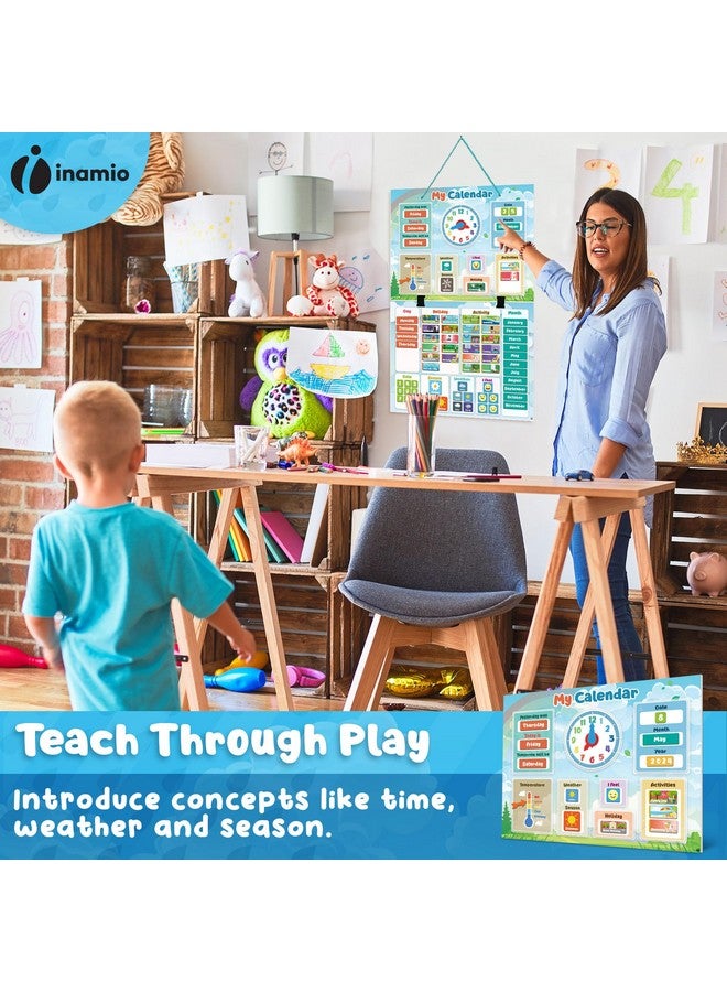 Inamio Magnetic Kids Calendar For Learning Classroom Preschool Magnet Calendar For Kids Days Of The Week Chart For Toddlers Today Monthly And Weather - Image 3