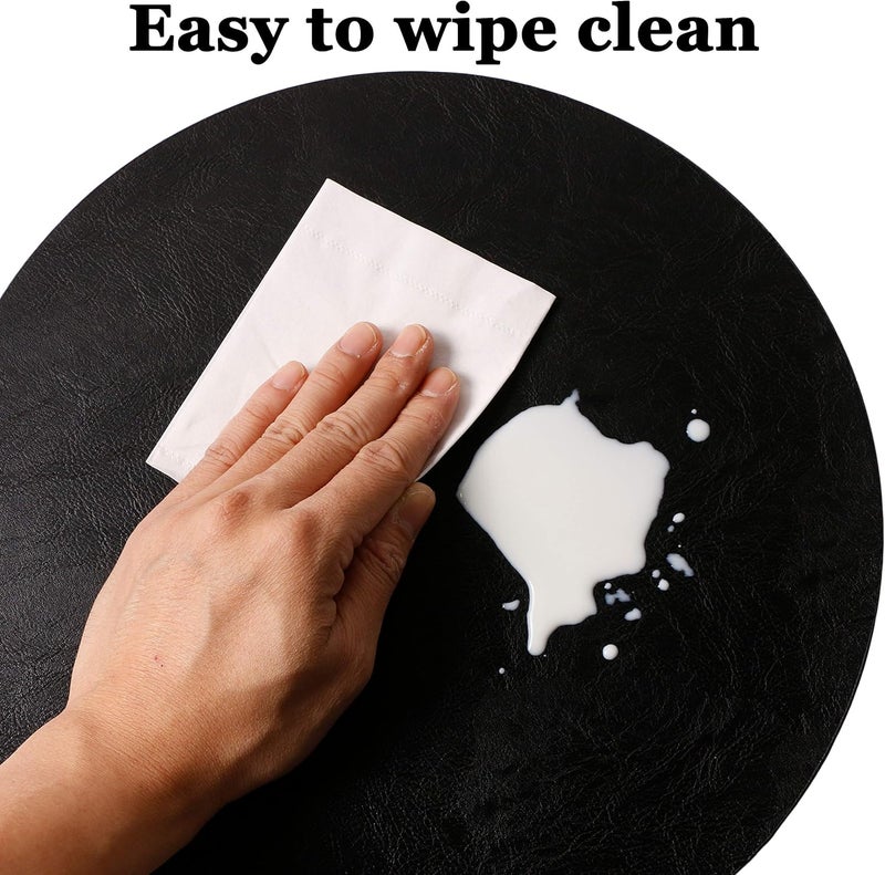 Jovono Embossed PU Leather Placemats Waterproof Coffee Coasters Kitchen Table Mats Easy to Wipe Off for Dining Round Table - Image 3