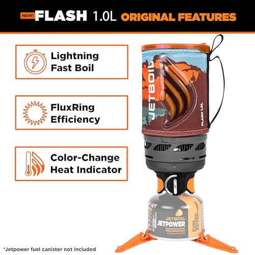 Jetboil Flash 1.0L Portable Fast Boil Stove for Camping and Backpacking with 1-Step Auto Ignition, New for 2025, Propane/Isobutane Burner with Cooking Cup, Mountainscape - Image 4