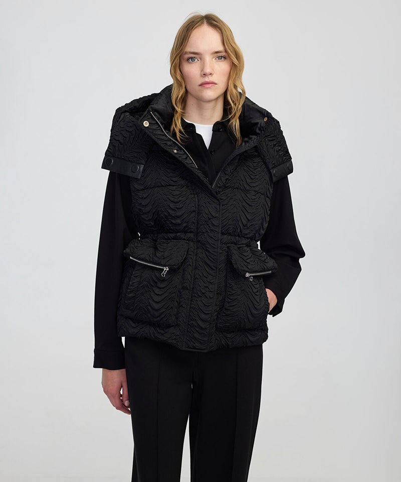 Ipekyol Textured Removable Hooded Vest - Image 1