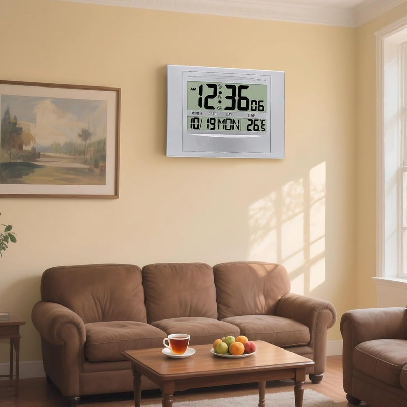 Multiple Functionalities, Silent Digital Wall Clock Modern, Outdoor Clock Abs Material, with Silver Clear Display, Living Rooms Bedrooms Ideal - Image 3