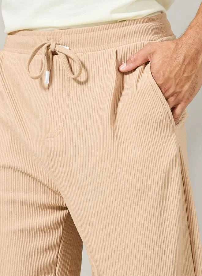 Styli Premium Ottoman Plisse Knit Balloon Fit Pants