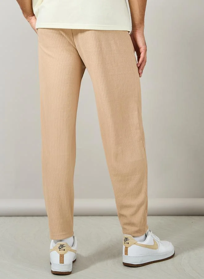 Styli Premium Ottoman Plisse Knit Balloon Fit Pants