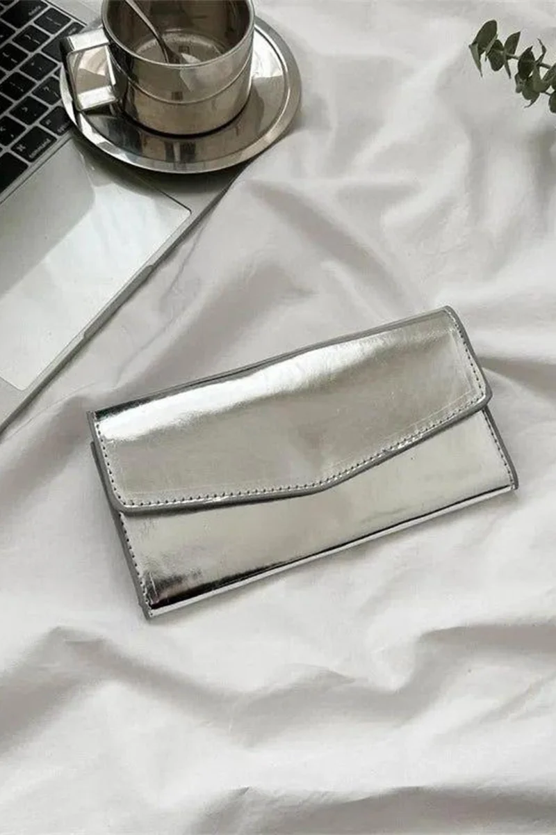 باهلس Women's Evening Dress Mirrored Silver Mini Box Portfolio Hand Shoulder Bag