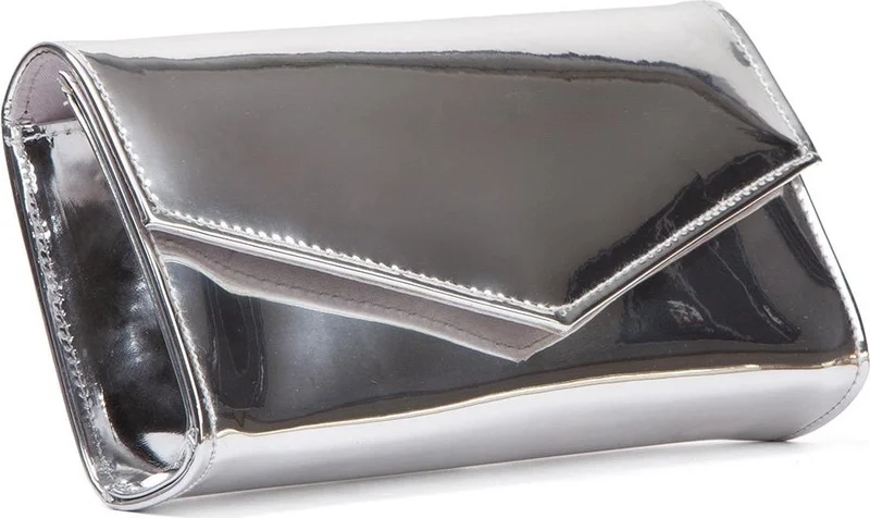 باهلس Women's Evening Dress Mirrored Silver Mini Box Portfolio Hand Shoulder Bag